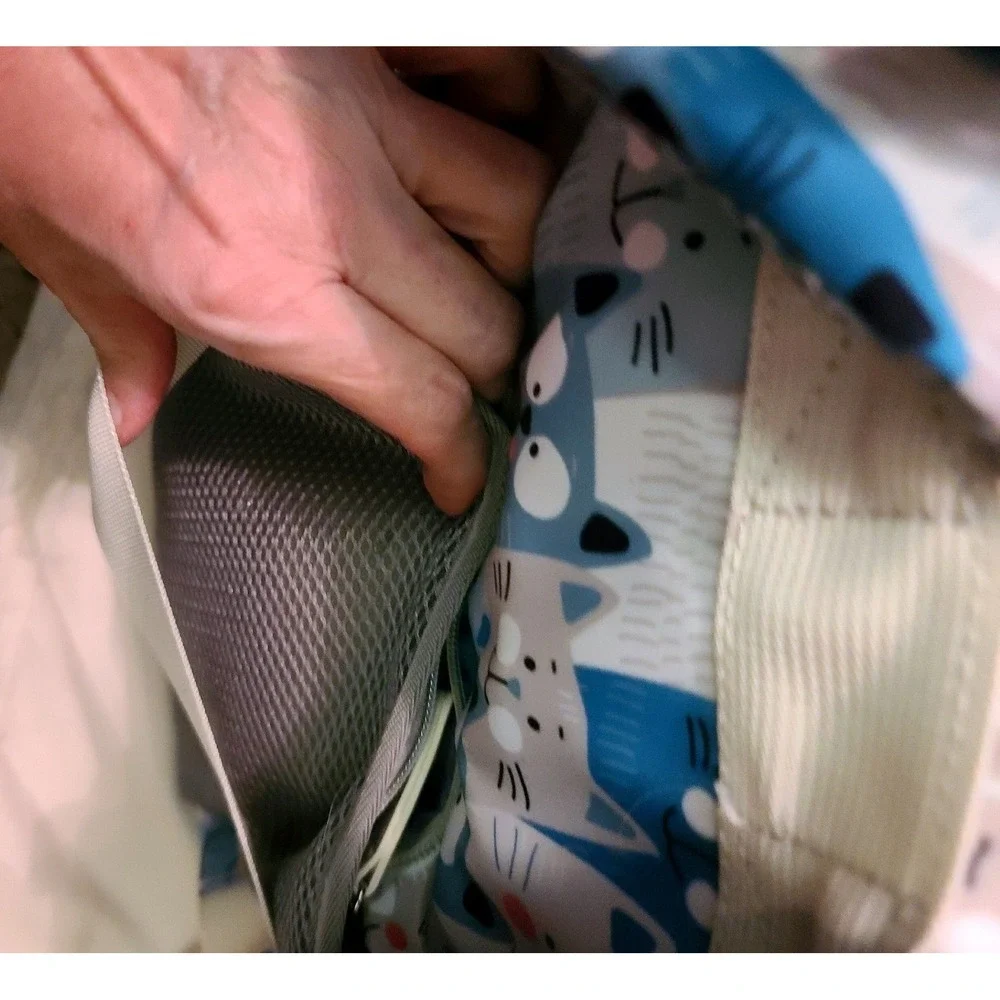 Diaper Bag Backpack Cat Print Blue Grey‎ White USB Charging Port Laprop Travel